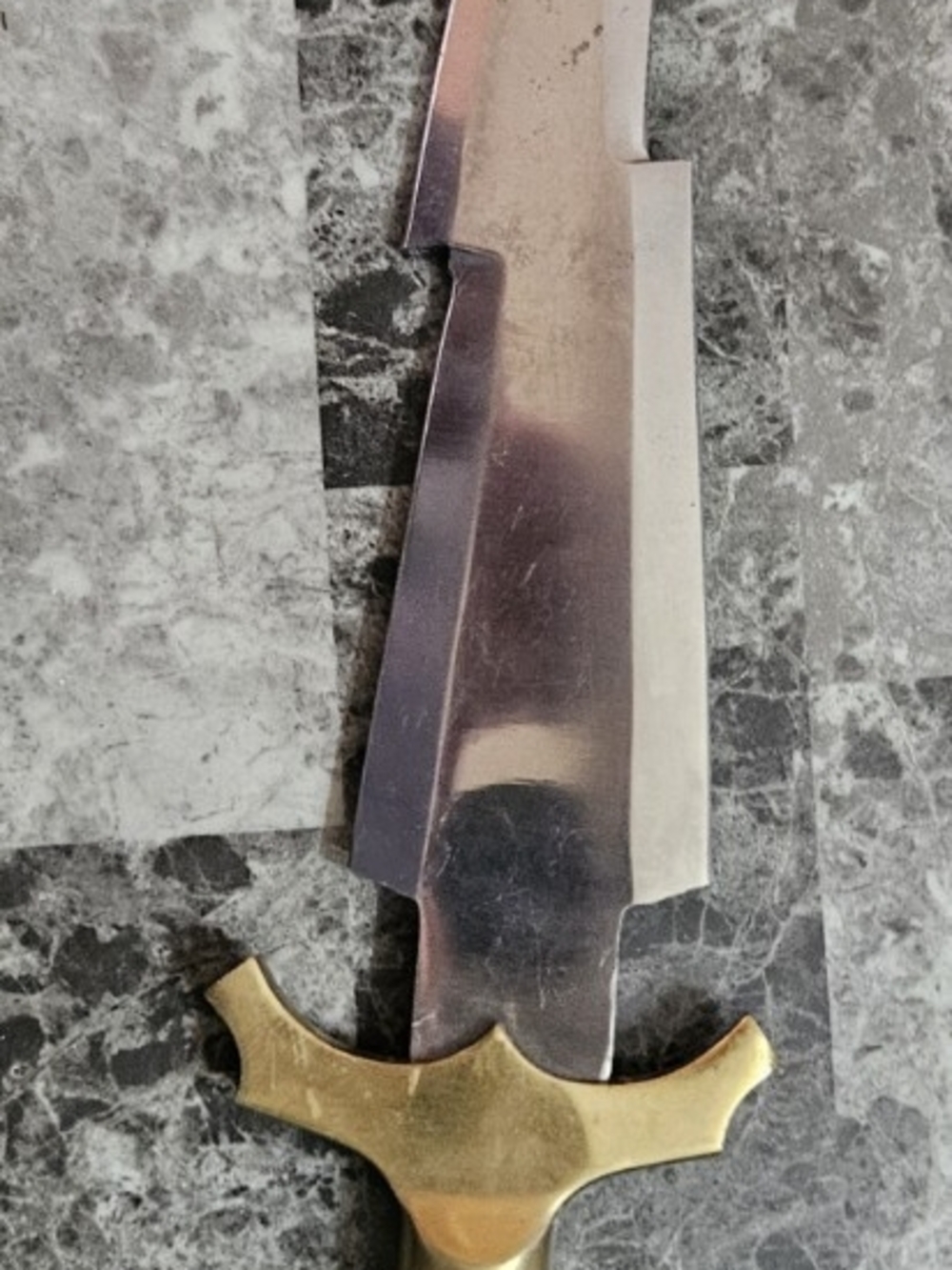 Large Fantasy Display Sword – Unique Geometric Blade & Gold Handle
